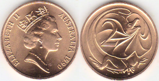 1990 Australia 2 Cents (chUnc) mint set only A001264